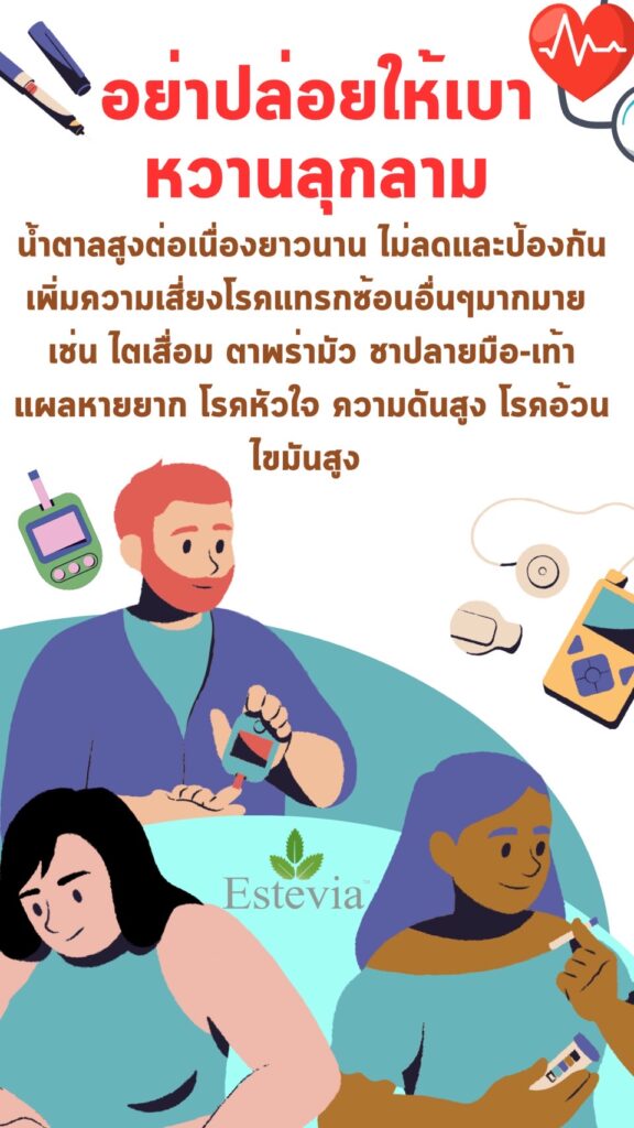 อย่าปล่อยให้เบาหวานลุกลาม โรคเบาหวานเป็นภัยเงียบ ดูแลรักษาเบาหวาน น้ำตาลสูง esteviaherb